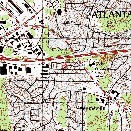 Topographic Map of Normandy Forest, GA