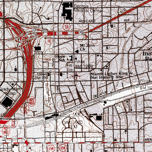 Topographic Map of Our Lady of Lourdes Catholic Church, GA