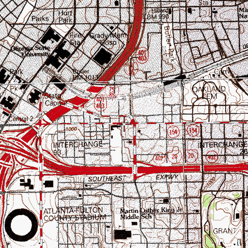 Topographic Map of Rolling Church of God in Christ, GA