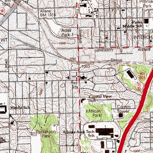 Topographic Map of Saint Malachi Baptist Church, GA