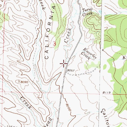 Topographic Map of Knowles Creek, CO
