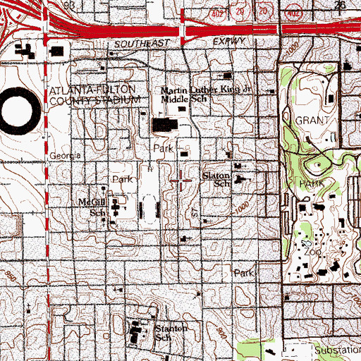 Topographic Map of Second Capitol Avenue Baptist Church, GA