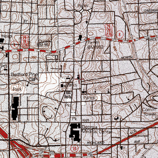 Topographic Map of Sylvester Baptist Church, GA
