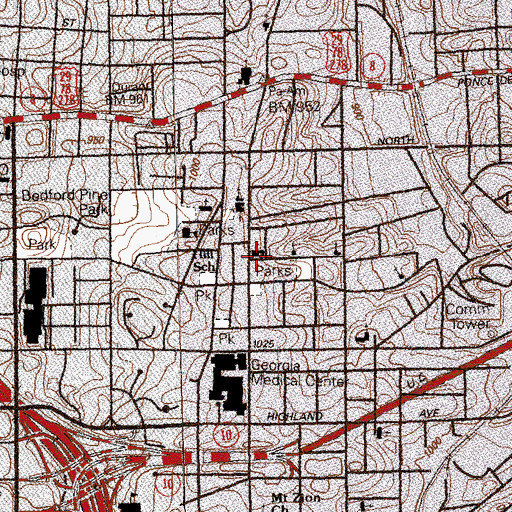 Topographic Map of Tabernacle Baptist Church, GA