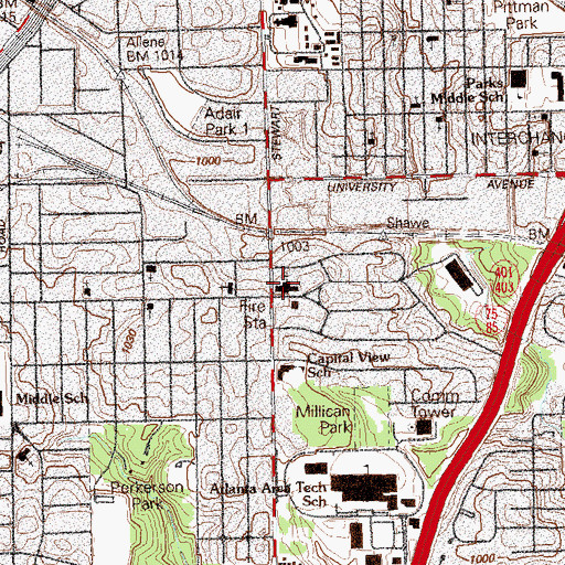 Topographic Map of United Baptist Church, GA