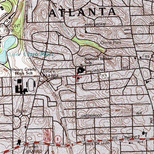 Topographic Map of Virginia Avenue Baptist Church, GA