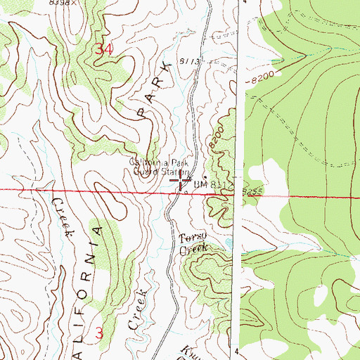 Topographic Map of California Park Guard Station, CO