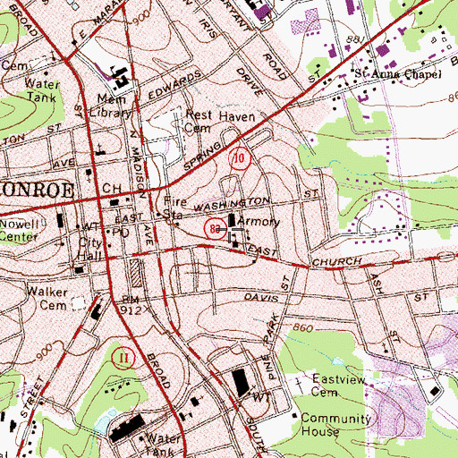 Topographic Map of Club Park, GA