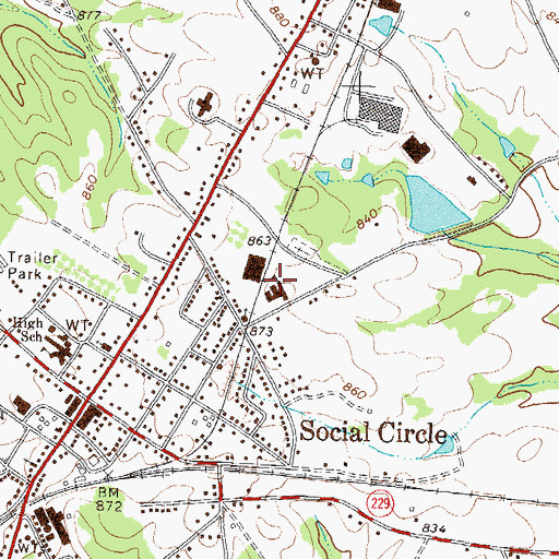 Topographic Map of Social Circle Primary School, GA