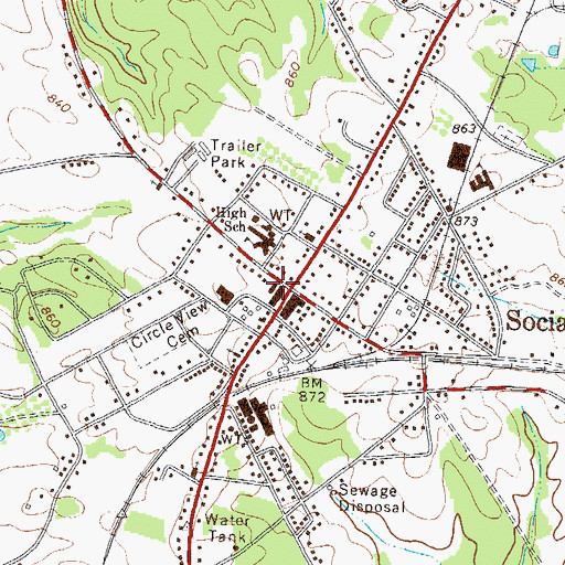 Topographic Map of Social Circle Post Office, GA