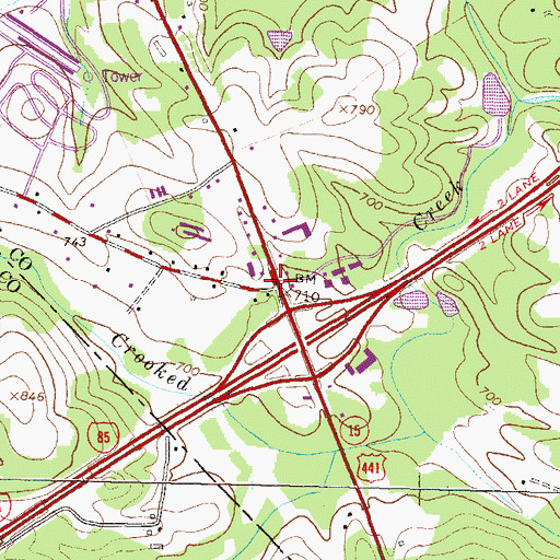 Topographic Map of Banks Crossing, GA