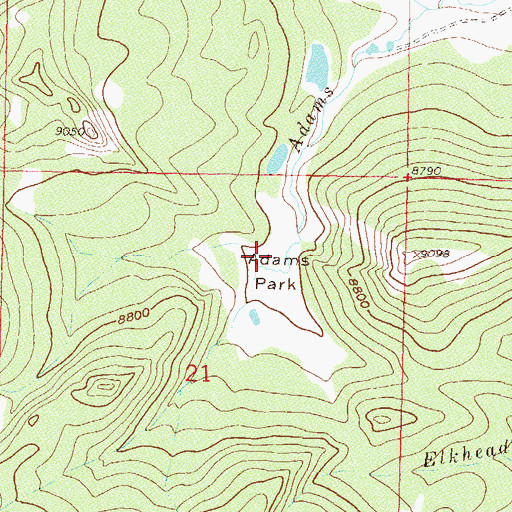 Topographic Map of Adams Park, CO