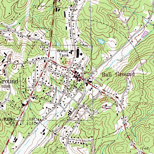 Topographic Map of Ball Ground Post Office, GA