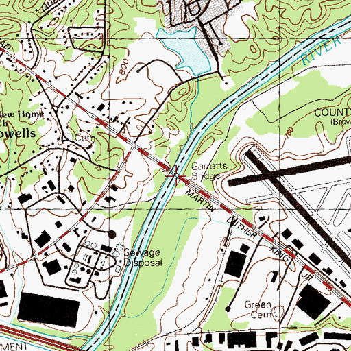 Topographic Map of Greens Ferry (historical), GA
