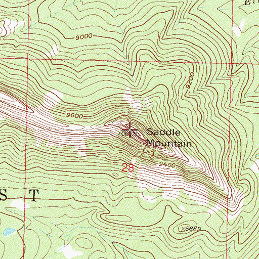 Topographic Map of Saddle Mountain, CO