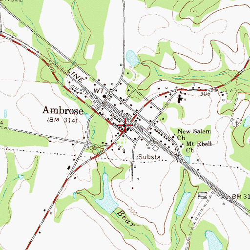 Topographic Map of Ambrose Post Office, GA