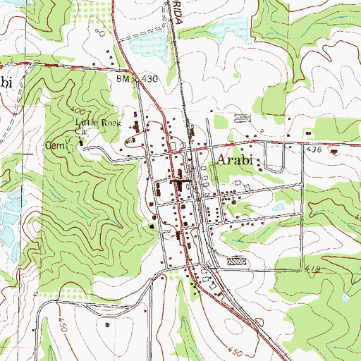 Topographic Map of Arabi Post Office, GA
