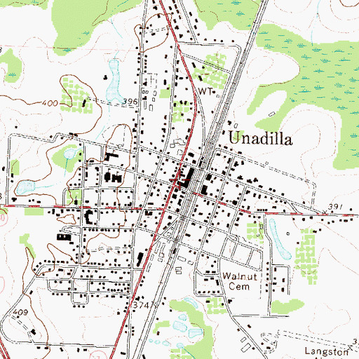 Topographic Map of Unadilla Post Office, GA