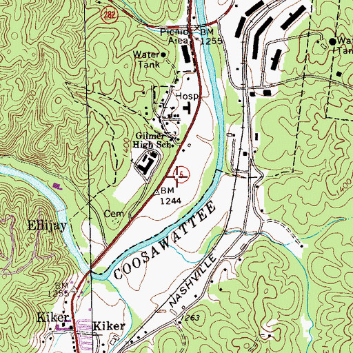 Topographic Map of Gilmer Fairground, GA