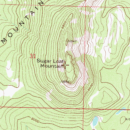 Topographic Map of Sugar Loaf Mountain, CO