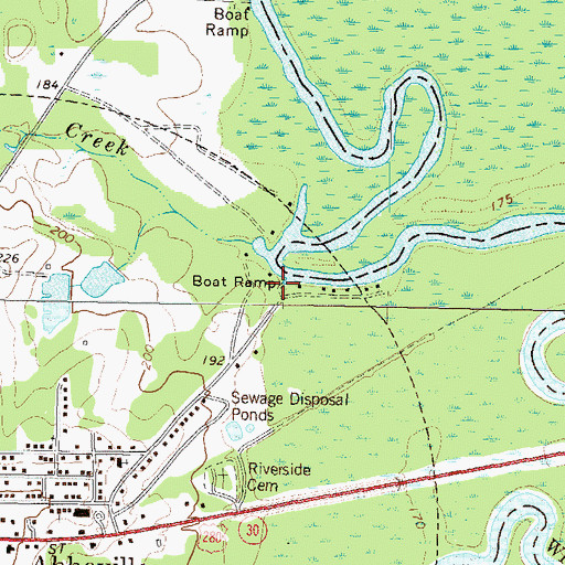 Topographic Map of Wilcox County Public Boat Ramp, GA