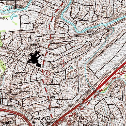 Topographic Map of Brookwood Hills, GA