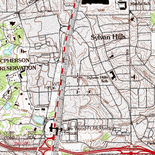 Topographic Map of Forrest Park, GA