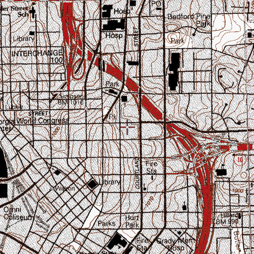 Topographic Map of Ivy Street School (historical), GA