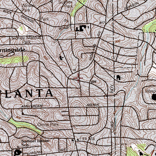 Topographic Map of North Highlands, GA