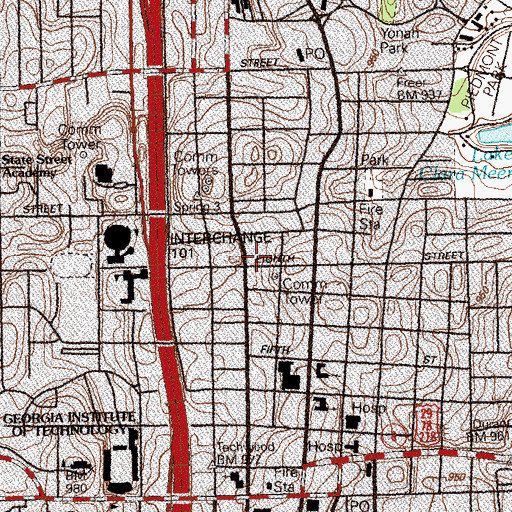 Topographic Map of Peachtree Methodist Protestant Church (historical), GA