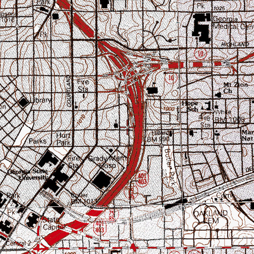 Topographic Map of Shermantown, GA