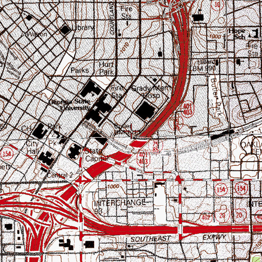 Topographic Map of Slabtown (historical), GA