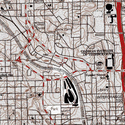 Topographic Map of State Street School (historical), GA