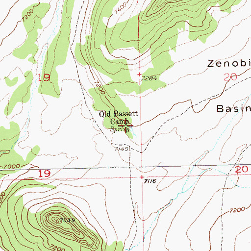 Topographic Map of Old Bassett Camp, CO