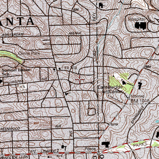 Topographic Map of Virginia Highlands, GA
