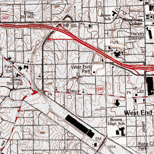 Topographic Map of West End, GA