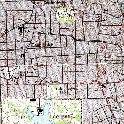Topographic Map of East Lake Highlands, GA