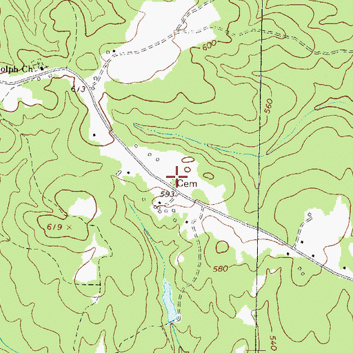 Topographic Map of Absalom Janes Cemetery, GA