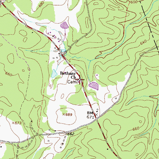 Topographic Map of Bethany Cemetery, GA
