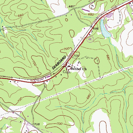 Topographic Map of Bethel Cemetery, GA