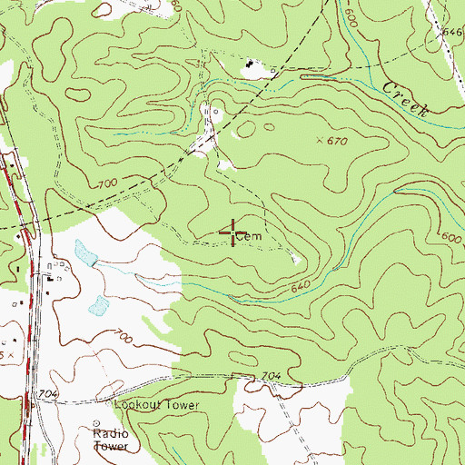 Topographic Map of Broach Cemetery, GA