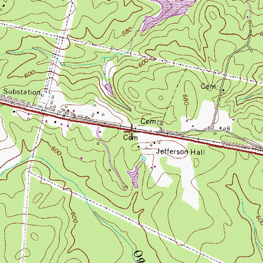 Topographic Map of Carleton Cemetery, GA