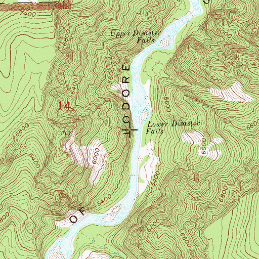 Topographic Map of Lower Disaster Falls, CO