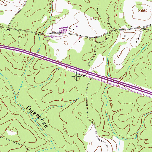 Topographic Map of Hugh Moore - King Cemetery, GA
