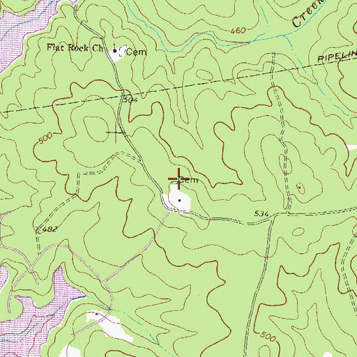 Topographic Map of Kimbrough Cemetery, GA