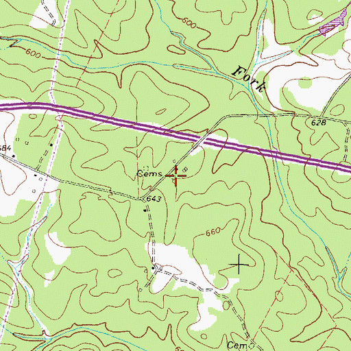 Topographic Map of King - Perkins Cemetery, GA