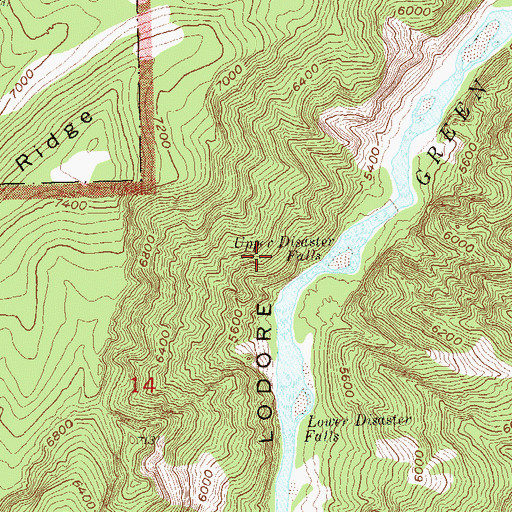 Topographic Map of Upper Disaster Falls, CO