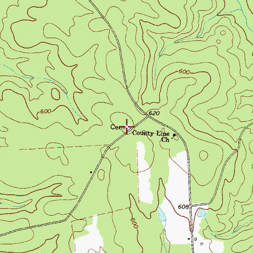 Topographic Map of Moons Academy Cemetery, GA