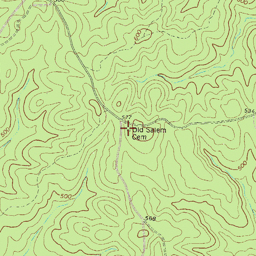 Topographic Map of Old Salem Cemetery, GA
