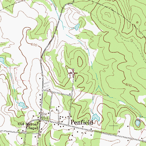 Topographic Map of Penfield Cemetery, GA